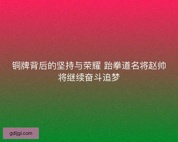 铜牌背后的坚持与荣耀 跆拳道名将赵帅将继续奋斗追梦